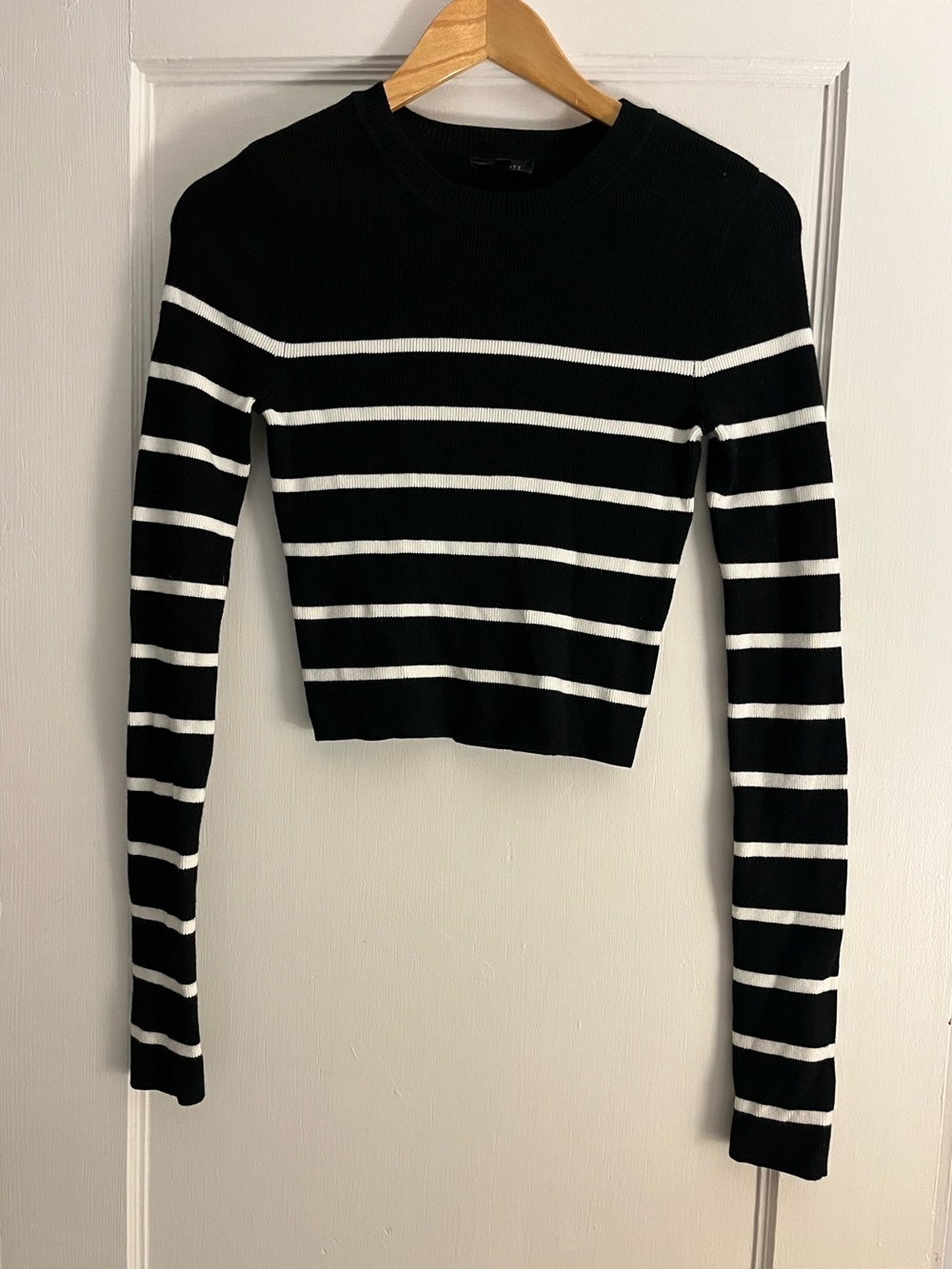 Striped Knit Sweater in Black and White
